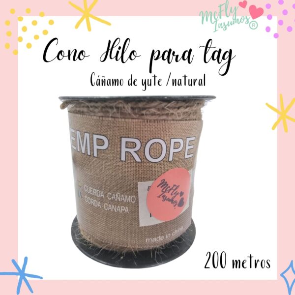 Cono Hilo para tag Cáñamo de yute /natural 200 metros)