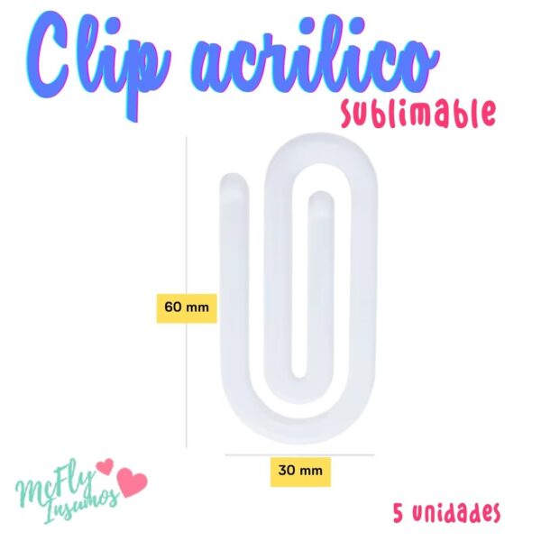 Clip acrilico sublimable / 5 und