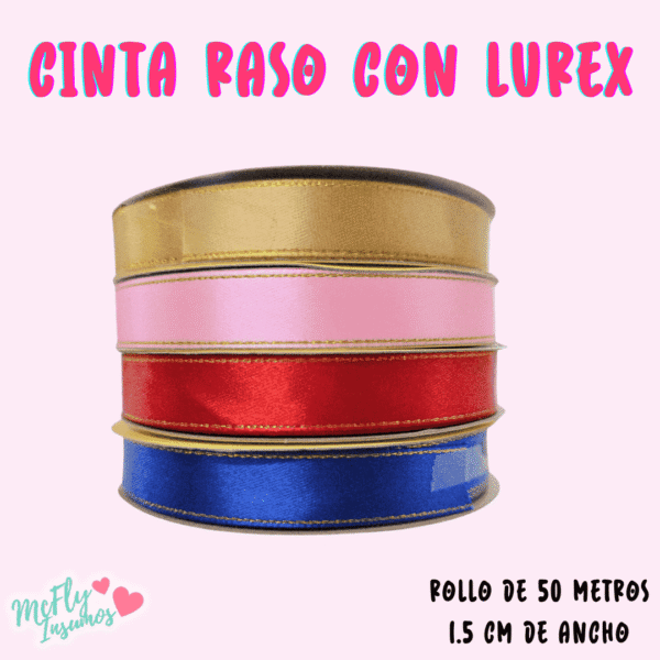 Cinta raso con lurex (borde dorado)