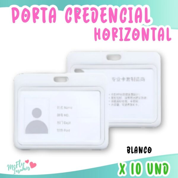 Porta credencial Horizontal/ Blanco / x 10 und