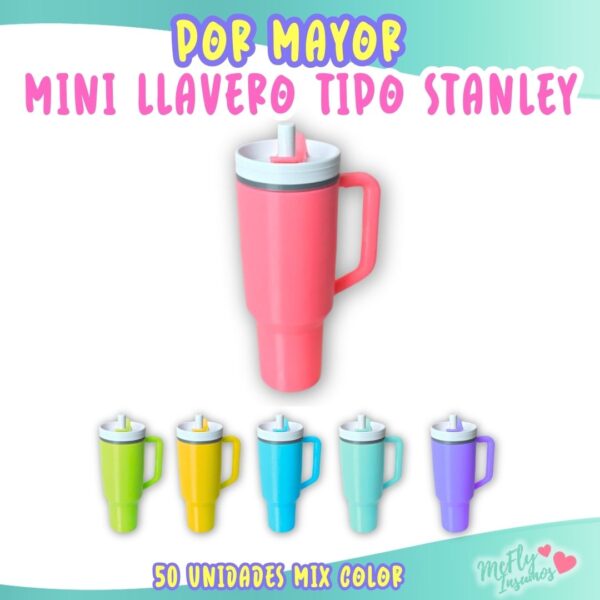 Mini llavero tipo stanley / 50 unidades MIX COLOR