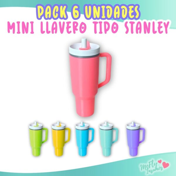 Mini llavero tipo stanley / 6 unidades