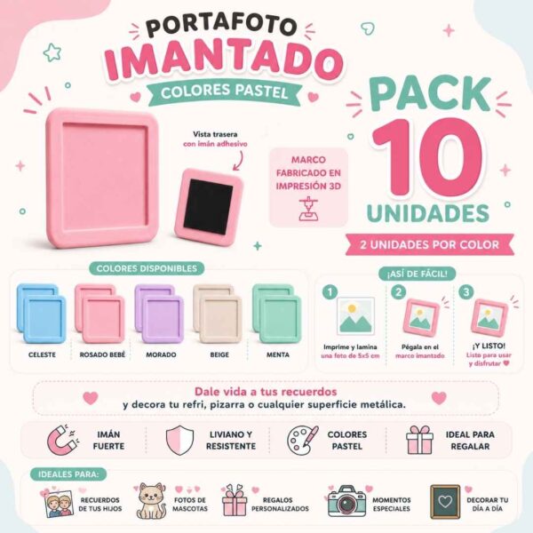 Portafoto con iman / 10 unidades / Impresion 3D