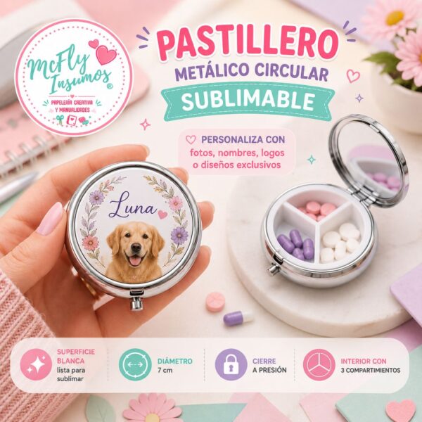 Pack Pastillero Metalico Circular Sublimable / 3 Und
