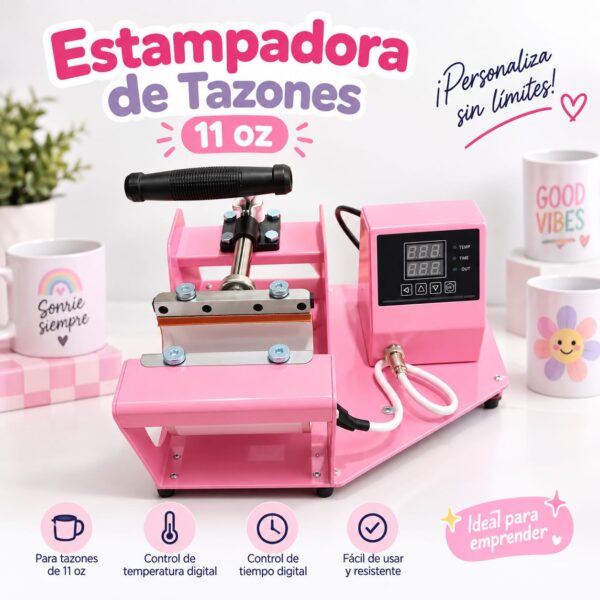 Estampadora de tazones 11 oz ROSADA
