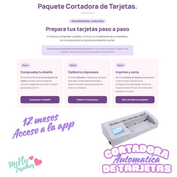 Aplicación para cortadora de tarjetas x 12 meses / Mcfly Herramientas Digitales